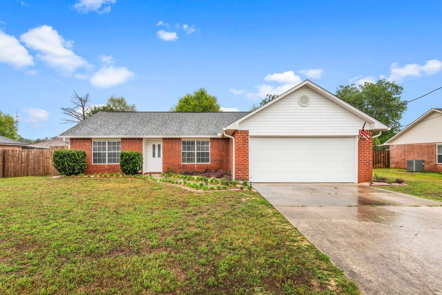 Beautiful brick & vinyl home on fenced level lot in South Crestview. This open concept, split floor plan has been lovingly remodeled to include LVP flooring, newer carpet in bedrooms, bathroom fixtures, granite countertops, light fixtures, ceiling fans and more! The kitchen is a chef's delight, complete with a center island, loads of cabinet & counter space for all your kitchen appliances as well as a pantry. Master bedroom is very spacious and the master bathroom has a double vanity with granite vanity tops and a garden tub. Master closet is located in the master bathroom and is outfitted with custom shelving. The French doors in the living room open up to a covered back patio and large privacy fenced backyard that is perfect for outdoor entertaining. The large garage finishes off the picture for this fine home. Owner will consider pets with restrictions. Any pet must be spayed/neutered, housebroken & current on all shots. Requires a non-refundable pet fee. Any person 18 years old or older must apply separately. Tenants required to carry renter's liability insurance.