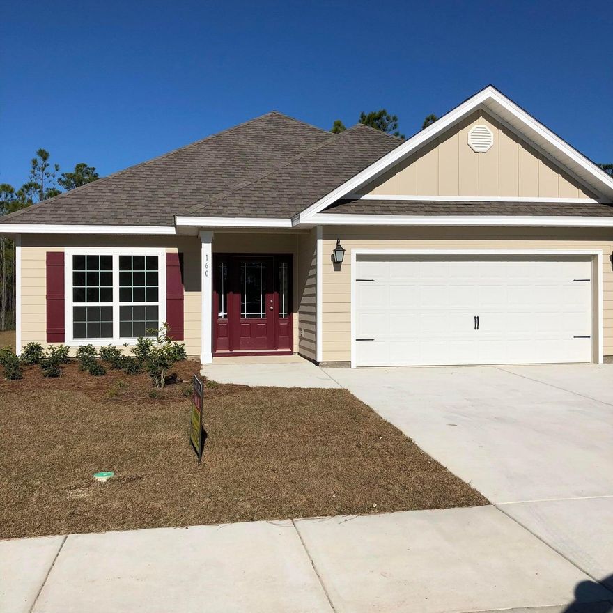 Gated community! Three bedroom plus designated office, 2 baths, open floor plan. All appliances including washer & dryer. Covered porch, woods in the back providing some  privacy. Great location, close to beaches and shopping.