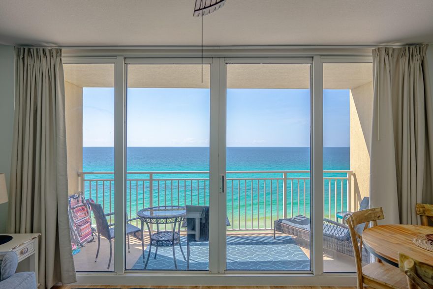 OPEN HOUSE Friday 1pm-4pm.  Don't miss your chance to own this beautifully updated Gulf-front condo at Emerald Beach Resort, one of Panama City Beach's most sought-after resorts! This stunning 9th-floor unit offers breathtaking views of the Gulf of Mexico and has consistently generated over $40K in annual gross rental income--more than many two-bedroom condos!Noticeably upgraded beyond the typical Emerald Beach unit, this condo features luxury vinyl plank flooring throughout, a newly designed kitchen with quartz countertops and modern cabinetry, and comes beautifully furnished and fully stocked--ready for your next guest or a relaxing getaway of your own.Inside, you'll find a spacious king bedroom, cozy twin hallway bunks, and a queen sleeper sofa for extra guests. The bathroom has been refreshed with a new vanity and mirror, while the kitchen offers a coffee bar, breakfast bar seating for four, and everything you need to feel right at home. Dine at the four-seat table or enjoy sunset views from the balcony's bistro set overlooking the emerald waters.

Resort amenities include multiple pools, a SkyBar for evening cocktails, Starbucks for your morning coffee, a fitness center, arcade, and a grilling and picnic areaall the comforts of coastal living and a top-performing investment opportunity.

Located just minutes from Pier Park and walking distance to restaurants and shopping, Emerald Beach Resort offers the perfect blend of relaxation, convenience, and strong rental potential. Whether you're seeking a personal beach retreat or a high-performing investment property, this condo delivers the best of Panama City Beach Gulf-front living.