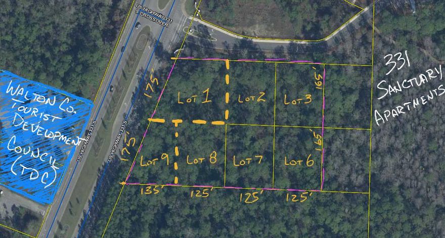 Future Land Use is shown as Neighborhood Infill, allowing 'Density up to 8 dwelling units per acre.' Approximately .47 acre lot of record with measurements of 125'x165'. Lot 6 is offered for sale collectively with adjacent lots 1, 2, 3, 6, 7, 8 & 9 collectively totaling 3.41 acres. This specific lot is owned separately, but being sold contingent and simultaneously, with these other lots. More land available.