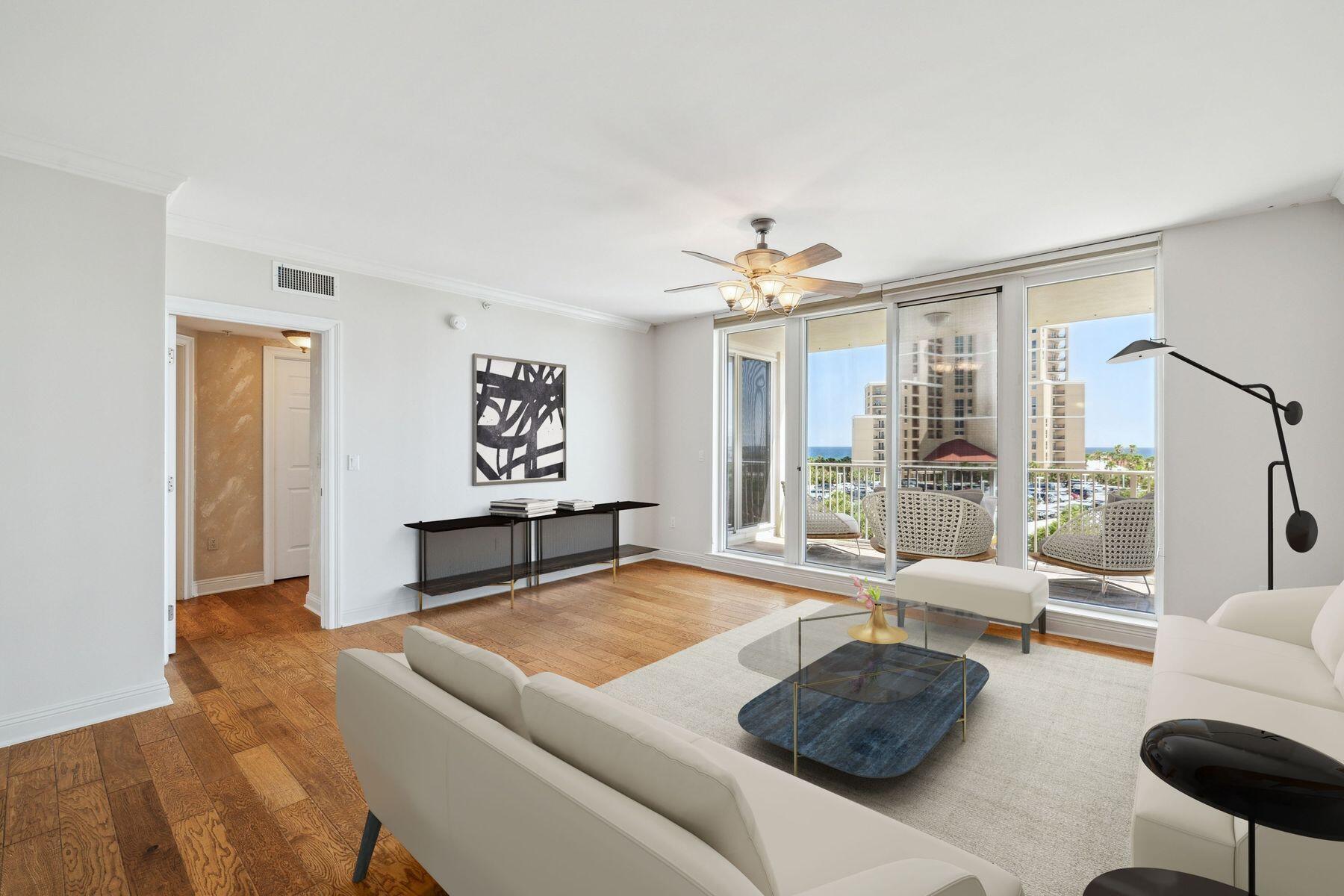 This generously scaled three-bedroom, three-bath residence is poised within the esteemed One Beach Club Drive community, an exclusive enclave in the sought-after Sandestin Golf and Beach Resort in Miramar Beach. Well-positioned for those who may wish to personalize its interiors, the condo opens to a spacious dining area and a sunlit sitting room framed by sweeping views of the Gulf of Mexico. Expansive windows flood the open layout with natural light, enhancing the warm wood flooring and understated, coastal-inspired decor. The kitchen offers abundant counter space with granite surfaces, sleek black appliances and a functional breakfast bar--ideal for casual mornings before heading out to the beach or golf course. In the evening, retreat to the large balcony to sip cocktails as the sun sinks over the horizon. Each of the three bedrooms boasts its own private bath and stunning gulf vistas, ensuring luxurious comfort for both residents and guests. The primary suite features a particularly indulgent bath with a deep whirlpool tub and a separate walk-in shower. The community offers a suite of private amenities, including a beautifully landscaped pool, state-of-the-art fitness center, and courts for tennis and pickleball reserved exclusively for One Beach Club Drive owners. Entertainment and media rooms invite gatherings for movie nights and game-filled evenings. For added convenience, the residence includes assigned underground parking, a separate space for a golf cart (available for purchase), secure garage-level storage and on-site hurricane shutters. Electric car charging is also available. A membership to the newly updated, private Sandestin Beach Club is included with ownership, subject to a transfer fee. A dog run has recently been added for pet owners. Short-term rentals are not permitted, ensuring a quiet, residential atmosphere. Beyond the gates, world-class offerings await at Sandestin, including four championship golf courses and Baytowne Marina, as well as water sports, fitness paths, and courts for tennis and pickleball. Upscale shopping, dining and entertainment venues at Grand Boulevard, The Market Shops and The Village of Baytowne Wharf are just a short golf cart ride away.