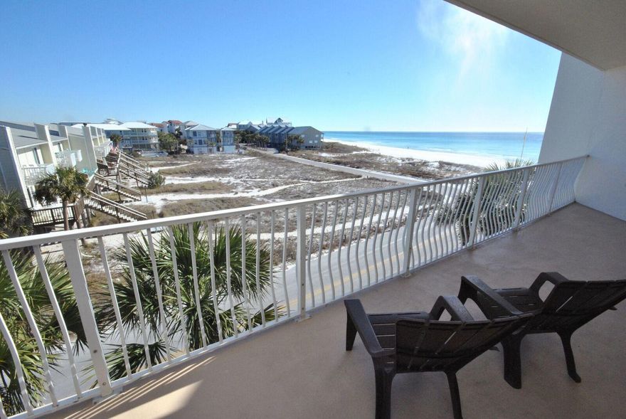 Located on the south side of 30A right on the beach in the very desirable Dunes of Seagrove. This professionally decorated 3 bedroom with 3 full baths features new flooring throughout, stainless appliances, solid surface counter tops, 9ft ceilings, and crown molding. The large master suite offers a sitting area and balcony access right off the master bedroom, the large master bath has a garden tub and separate shower. The 8ft sliding glass doors and spacious titled balcony provide for incredible coastline views of the Gulf of Mexico. While close to the shopping, dining, and entertainment of 30A, this community is tucked away in a quiet, peaceful, secluded gulf front atmosphere. Dunes of Seagrove offers a spectacular lagoon pool, sauna/steam room, tennis courts, fitness center,