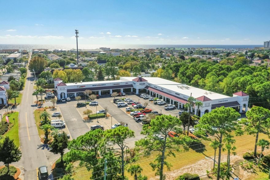 Incredible rare commercial lease opportunity! Over 1,700 square feet in Miramar Plaza offering potential uses as retail, restaurant, and/or office. Situated perfectly between Destin Commons and Sandestin in Miramar Beach, Florida, this site offers easy access for the 45K plus vehicles passing daily. The pronounced parapet will accommodate excellent signage and visibility. The parking capacity is exceptional. Ingress and egress are favorable.