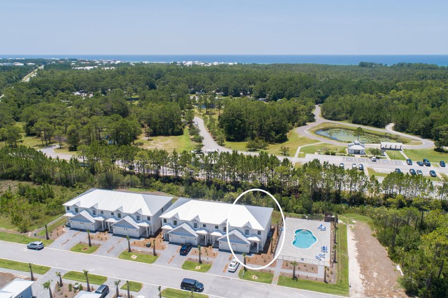 THE BEST BUY on the SOUTH SIDE of 30-A! Brand new construction townhomes end unit with three bedrooms, two and half baths. Stainless appliances, granite countertops and located next to Topsail State Park with three miles of sugar white beaches, nature trails and the emerald blue waters of the Gulf of Mexico. These townhomes have a community pool and no exit cul-de-sac. Designer lighting throughout and street lighting and landscaping make this development perfect for permanent, vacation or rental property. Very convenient to grocery stores, shopping, and popular restaurants.