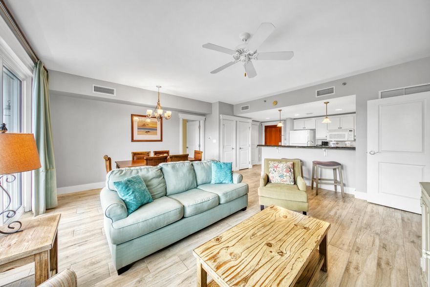 LARGE 2 Bedroom AND 3 Bathroom Lockout condo in Lasata. (The extra bath in the 1BR side allows anyone sleeping on the sleeper sofa to have their own bathroom) Upgraded with wood-look tile floors, beautifully furnished and rental-ready. The HVAC system is about 2 years old. Easy access to the underground parking area and the private, gated storage area for you bikes & beach stuff. Only steps from the award winning restaurants and entertainment at the Village of Baytowne Wharf, Lasata amenities include lavish landscaping, zero-entry pool, workout facilities, and the Solstice Club...a waterside owner's clubhouse and lounge. Steps to the entertainment of ''The Village''. Beach, Golf, Tennis, Dining & shopping are all at your fingertips.