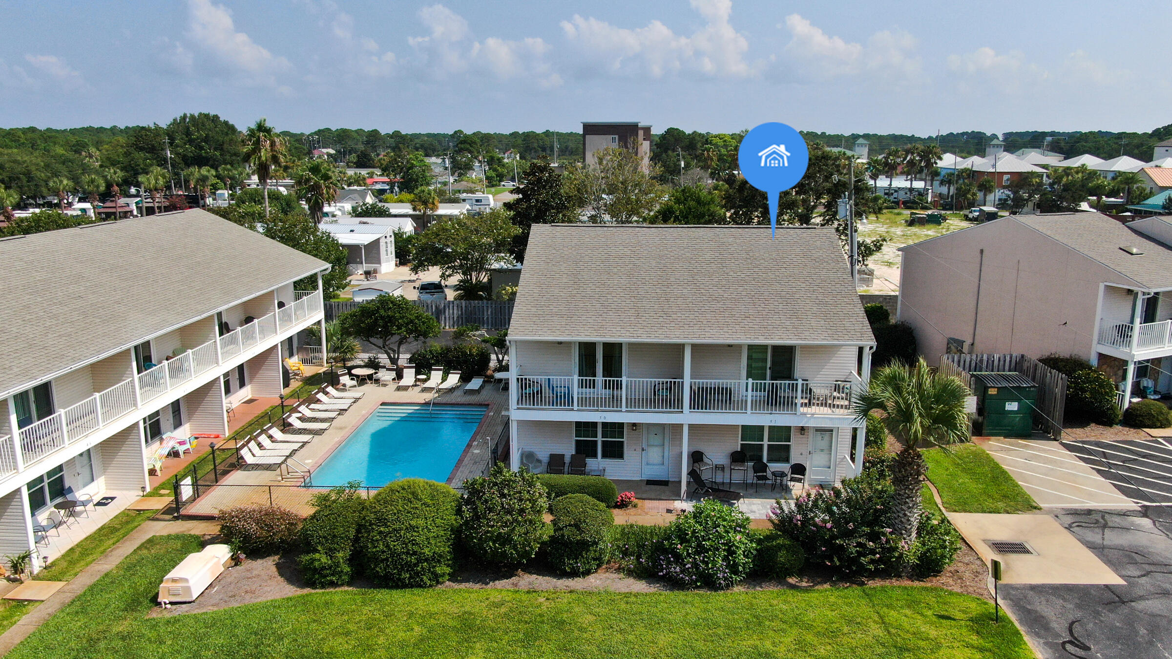 CALLING ALL INVESTORS - This fully renovated townhome already has $54,000 rental income on the books for 2021. This spacious townhome is fully furnished and renter ready. Conveniently located just steps away from the community pool and only a two minute walk to the white sand of Miramar Beach and the famous Pompano Joe's. The first floor offers an open floor plan with a large kitchen, dining room, inviting living room and powder room bath. The second floor has two generous bedrooms, each with ensuite bathrooms. The primary bedroom has its own private balcony, perfect for enjoying your morning coffee or spectacular sunsets. This well appointed home has full size washer/dryer and plenty of storage including two indoor owner's lockout closets, and large outdoor closet for all your beach gear. Please contact me for rental revenue information along with a detailed list of all of the recent renovations.