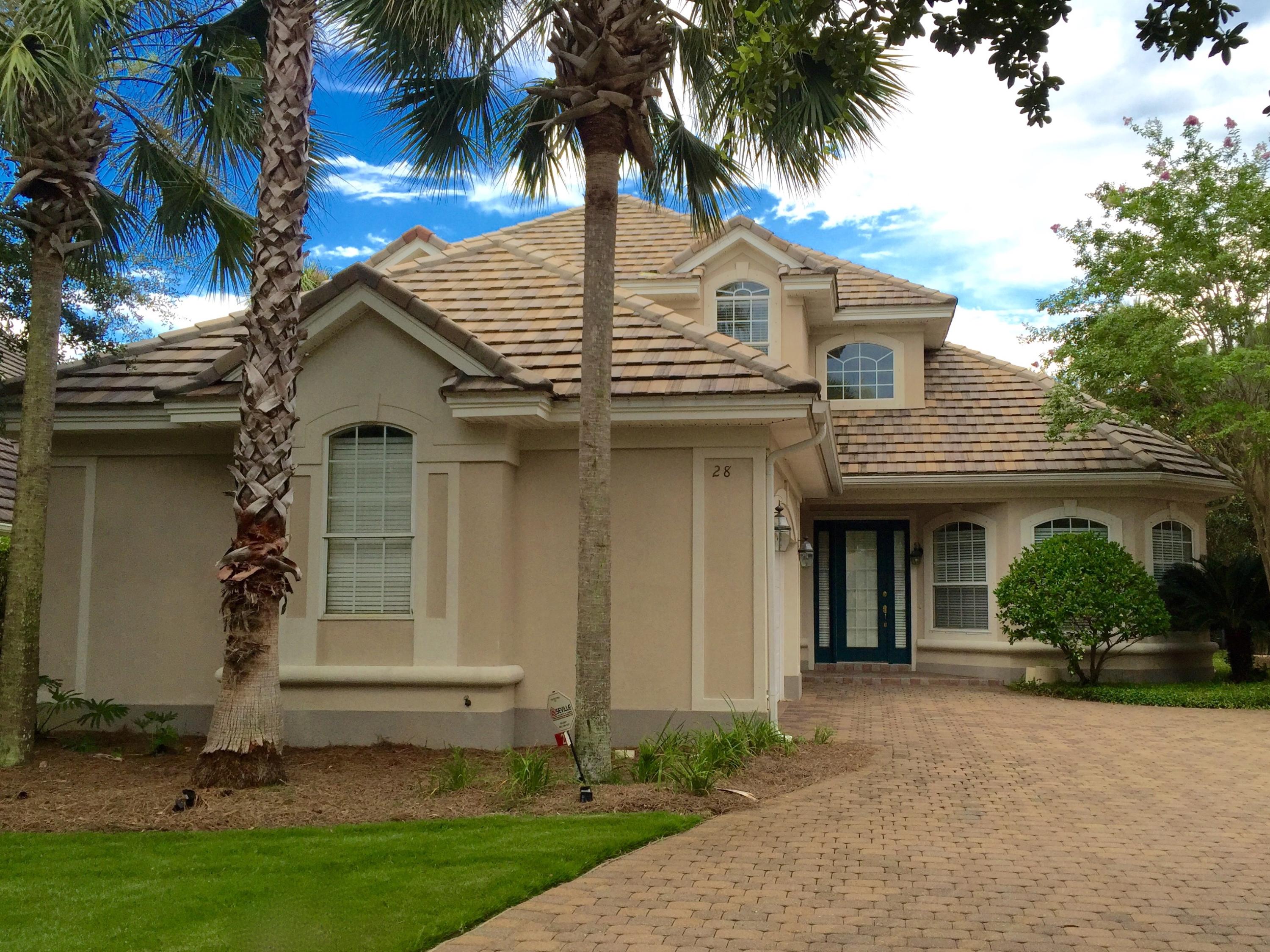 Motivated seller! Impeccably maintained home in the gated community of Regatta Bay. Under the Photo tab there is a VIRTUAL TOUR button that has a narrated video about the Amenities that Regatta Bay has to offer.New appliances in updated kitchen. Beautiful heated backyard pool. Slurry surfaced patio that is cool on bare feet. There is a natural gas line in place to add a backyard kitchen. Oversized balcony that overlooks pool, lake and the 5th hole fairway of the golf course. Open floor plan, first floor Master with oversized tub and separate shower. 1st floor office or library. 2nd floor boasts a large loft or media room plus the plumbing has been brought up to the loft for a bar / sink. Two additional bedrooms each have en suite baths. Soaring ceilings. Bright and airy.