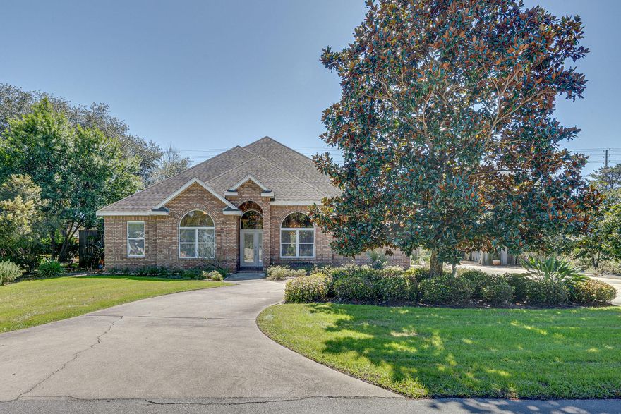 Looking for the resort life without high fees & restrictions? This is the home for you! Single level, attached 2 car+golf cart garage, large fenced yard with room for a pool, to park a boat/RV AND within a gated resort w/beach access, golf, tennis, marina, pickle ball, restaurants & more!**SEE 3D VIRTUAL TOUR**Plenty of room in this spacious home w/tall ceilings, open living, dining area & family room w/view to yard. Like to cook? The kitchen is sizable w/pantry. The Master Bedroom has ample room for king bed, his & her walk-in closets, en-suite bath with shower, soaking tub & double vanity. Plus two guest bedrooms on the opposite corner of the home w/full bath.The grand backyard is ready for what serves your household best: a pool, garden, room to play sports, boat storage & more