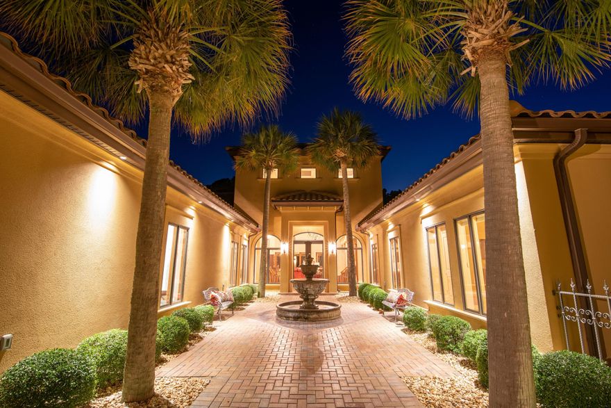 Book your private showing at this exquisite, ONE-LEVEL home in the exclusive Burnt Pine community of Sandestin Resort. Nestled on the crown jewel golf course of Burnt Pine, you will find this gorgeous, Tuscany styled estate comes with meticulous details specified by the owner and built by Boswell Custom Homes. This 4 bedroom 4.5 bath has direct golf and lake views and provides two garage spaces for up to three cars. The home features a magnificent 24' ceiling in the living room as well as a large grand master suite w/spacious sitting room. The lovely gourmet kitchen includes high end appliances and plenty of space for friends and family to gather. The travertine patio extends to the grand pool including a large overflowing spa and outdoor kitchen, perfect for evenings outside.