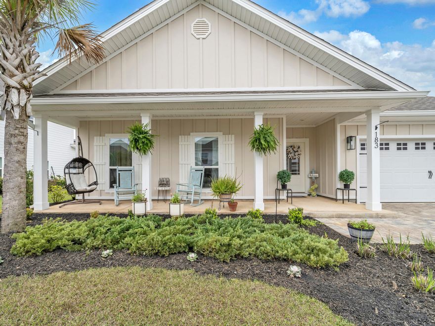 Experience coastal living at its finest in this beautifully maintained 4-bedroom, 2.5-bath home at 183 Pine Lake Drive, located in the exclusive gated community of Lakeview-just a quick 2-minute ride to the beach by bike or golf cart. Step inside to a bright, open layout perfect for gatherings and everyday comfort. The custom paver patio in the fenced-in backyard invites you to unwind or entertain outdoors, while the front yard's lush landscaping and vibrant flowers create standout curb appeal.Enjoy access to a sparkling community pool and embrace the convenience of being moments from the shore. Don't miss your chance to own this inviting Lakeview retreat-schedule your private tour today!