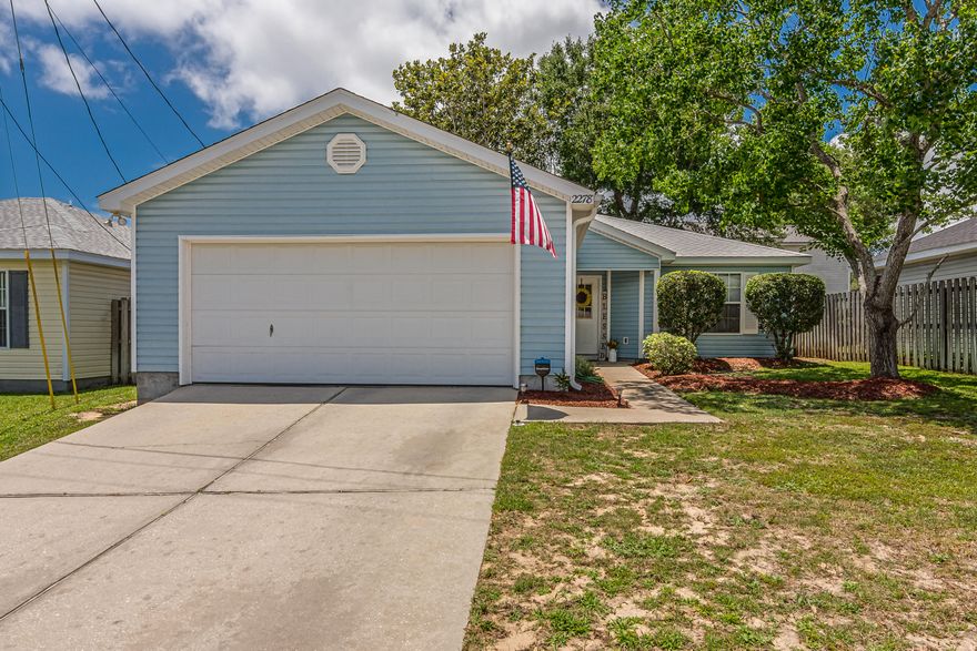 This is the ONE! Immaculately kept 3bd/2ba home with dining area. Close to public water access. One street subdivision located close to military bases, schools and shopping. Foyer entry with storage. Plenty of counter space in the kitchen, fridge/stove/dishwasher/and microwave. Trey ceiling in living room. Split floor plan, large bedrooms. Master bedroom with trey ceiling, double vanity in bath, walk in closet. Interior laundry space. Roof installed 2017, new HVAC in 2016. FL Pest termite bond in place, quarterly by Southwind. Garage includes shelving and attic space has plywood for extra storage. Backyard is perfect size for pets or kids without an added chore of tons of yard work. No HOA fees! Super duper clean!