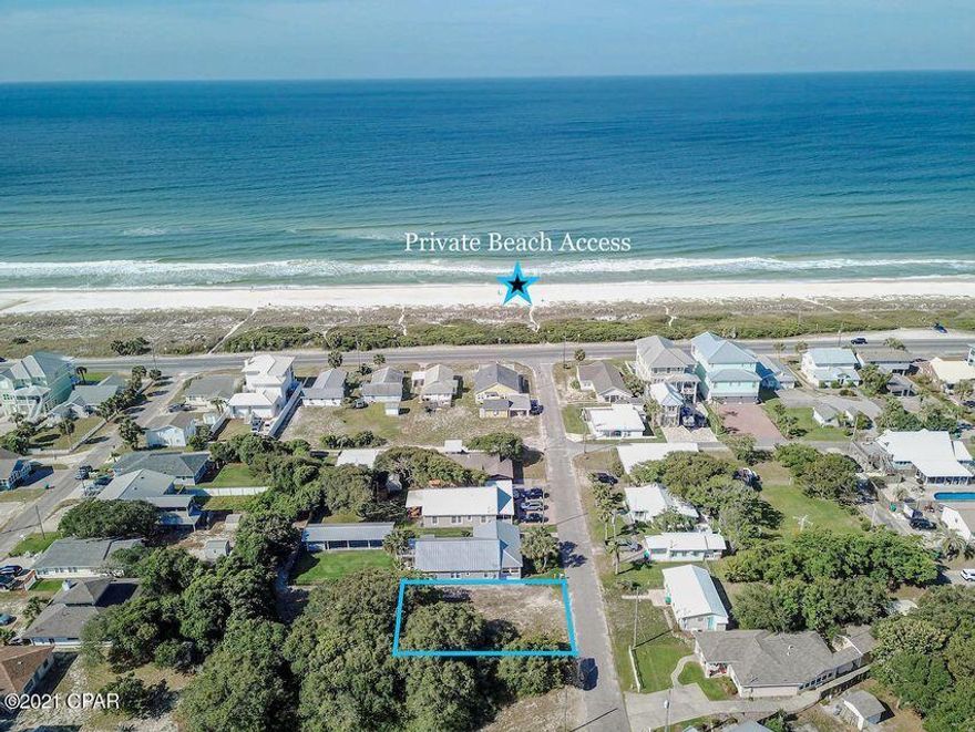 Calling all Builders & Investors One of the few building lots in the sought after dedicated beach community of Sunnyside Beach. This beach area is located on the west end of Panama City Beach. Owners in the Sunnyside community enjoy the unobstructed, 2800 feet +/- of dedicated beach with it's own natural beach path. Private gates for Beach access have been approved by the HOA and awaiting FDEP approval.There is a possibility of a gulf view depending on the height and positioning of the home you build. Other great features of the Sunnyside community is the low hoa fees of. only $75.00 a year. Terrific area for a short term rental or primary home, This location is minutes from Pier Park,Carillon Beach and the 30A corridor.What an incredible opportunity! Only a few hundred feet from the Gulf.