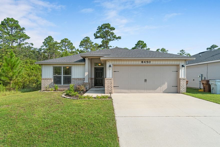 Welcome home to this beautiful and updated perfectly located East Navarre craftsman home in the popular neighborhood of Duncan Ridge! Featuring 3 bedrooms and 2 baths, this is the move in ready beauty you've been waiting for! Pull up the drive and you'll appreciate the added privacy with only one neighbor. This fantastic split floor plan showcases two nice sized bedrooms and a shared bathroom at the front of the house, and through French doors you'll find the master bedroom on the other side. Enjoy a freshly repainted open floor plan with newly installed luxury plank flooring throughout the living room, eat in kitchen space, kitchen, hallway, and bathrooms! Walk in the kitchen and picture yourself cooking in the well appointed kitchen with granite countertops, and stainless appliances or relax in the spacious living room! The owner's suite has plenty of room for your king sized bedroom set and you'll love the dual vanities, massive walk in closet, stand up shower, and separate soaking tub. In the backyard you'll find a covered patio space within the fully privacy fenced yard with a backyard storage building. Enjoy a neighborhood setting with a short commute to Hurlburt and conveniently located walking distance to Navarre High School as well as the YMCA, NYSA, dog parks, and sports facilities and just minutes from Navarre's gorgeous beach! Don't delay in making an appointment to view this well maintained home and prepare to fall in love!