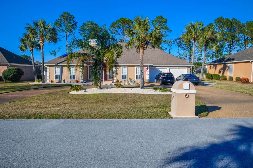Beautiful house in The Glades Huge 90 ft wide lot. Nice views of the pond out back. Beautiful covered inground pool. Tile throughout the whole house. Huge bedrooms all the showers are Tiled. Beautiful peg leg tub in the master Bath. Master bedroom closet is humongous, It is as big as the bedrooms. You are in the heart of the beach, ride your golf cart a block or to to the beach. Even the fireplace is all mini tiles. Great kitchen for entertaining. You will fall in love with this house when you walk into it. The sun-drenched ambiance flows through the front rooms of this home. You want a home that shows pride of ownership then look no further. All of the pool furniture and appliances will be staying with the house. Shopping Restaurants within walking distance. Surround sound at the pool