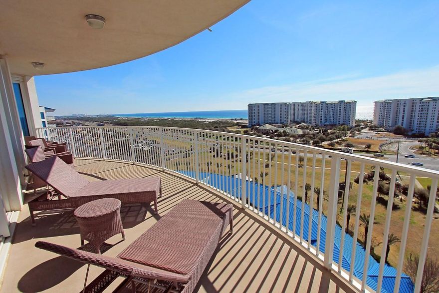 JUST REDUCED BY OVER $95K!! TOP FLOOR condo with PANORAMIC VIEWS and perfectly located in the heart of Destin with easy access to the Gulf, entertainment and dining. The condo features 3 bedrooms and 2 bathrooms, Gulf views from all the bedrooms and oversized wrap around balcony overlooking the Gulf and Destin. Tastefully decorated with contemporary furniture and accessories, granite counter tops, upgraded kitchen and more. The association dues include all utilities making ownership easy. The Palms of Destin offers resort style pool and amenities and an onsite restaurant and bar.