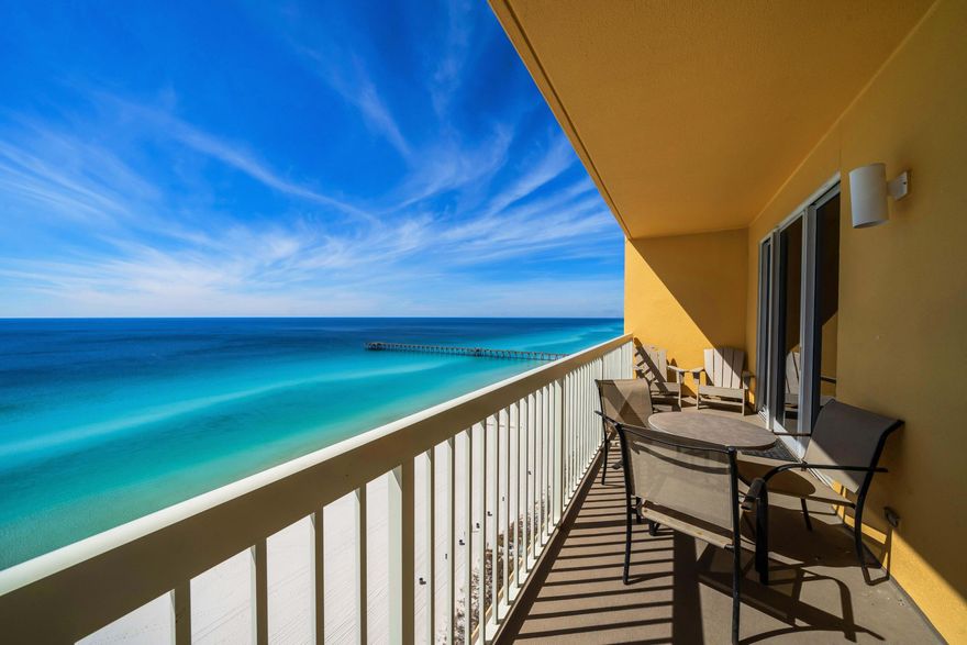 Breathtaking gulf views from this stunning 2 bedroom, 2 bath condo at Calypso Resort in Panama City Beach! This beachfront retreat features a GULF-FRONT MASTER SUITE, second bedroom with full bath, and an extra full bunk room! This condo has a wonderful open layout for easy living with spectacular water views from the living, dining and kitchen, master bedroom, and your spacious balcony! This turnkey condo has new plank flooring, new hot water heater, and furniture and paint less than 4 years old. Sold fully furnished and on a rental program - so buy now and start making rental income right away! Enjoy resort amenities, including two beachfront pools, a tiki bar, fitness center, and easy walkability - located just steps from Pier Park, with its vibrant dining, shopping, and entertainment, and Topgolf coming soon! Don't miss your chance to own a slice of paradise on the Emerald Coast.
 Perfect for investment or your gulf-front home away from home - call today for your showing!