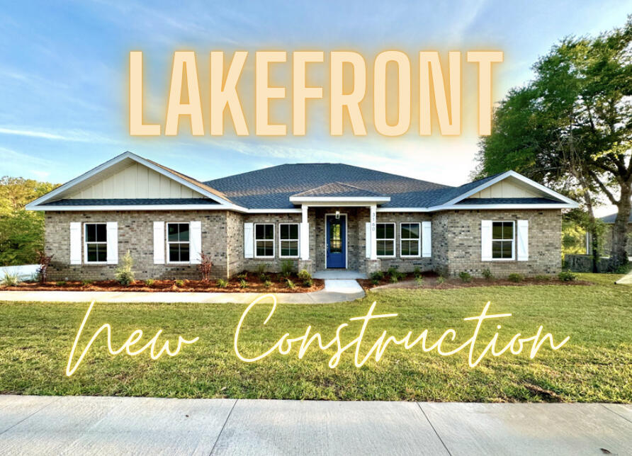 LAKEFRONT! NEW CONSTRUCTION! Award winning builder! This beautiful waterfront home features 4 bedrooms and 3 full baths plus an office/flex room, plus a formal dining/flex space! The spacious and functional open floorplan is packed with features and loaded with details! The entryway I shiplap led floor to ceiling and set off the stained French doors and opening into the flex spaces that flank the entry. There are lake views from the primary suite, l huge great room, breakfast room, kitchen, and back bedroom, and tons of windows to capture the views and natural light! LVP flooring throughout! The kitchen features custom hood, stainless appliances, and white shaker cabinetry accented by a blue contrast center island complete with farmhouse sink! The master bath is spa like and incudes an