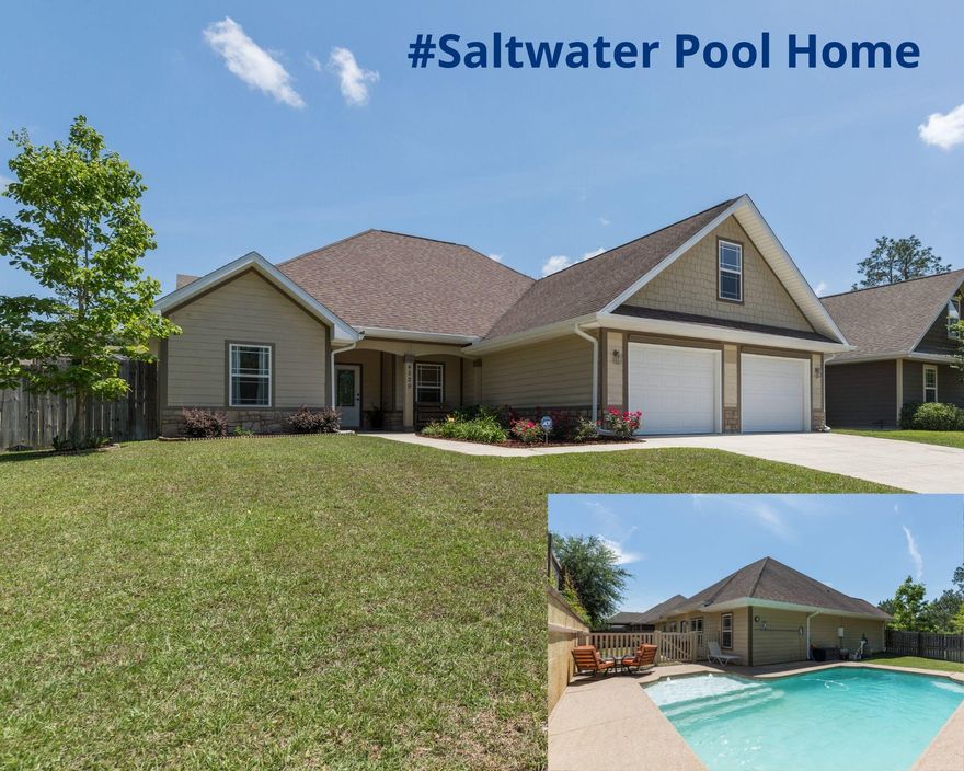 5 bedroom Craftsman home with saltwater gunite pool South of I-10!!! This fantastic hardie siding with stone accents home offers a large open floor plan. Living room boasts tray ceiling with crown molding and real wood flooring. Kitchen offers granite countertops, breakfast bar, pantry, and black stainless appliances. Bathrooms are spacious and have granite countertops throughout home. Master bedroom is large with tray ceilings and crown molding. Master bathroom has everything double vanity, large separate shower, deep garden tub, and water closet. The fifth bedroom is located above the garage and can be used for a game room, theater room, or an office. The 5th bedroom has its own 1/2 bath. XLARGE 0.22 acre lot with fenced back yard next to nature belt. Large 2 car garage. A Must See!!!