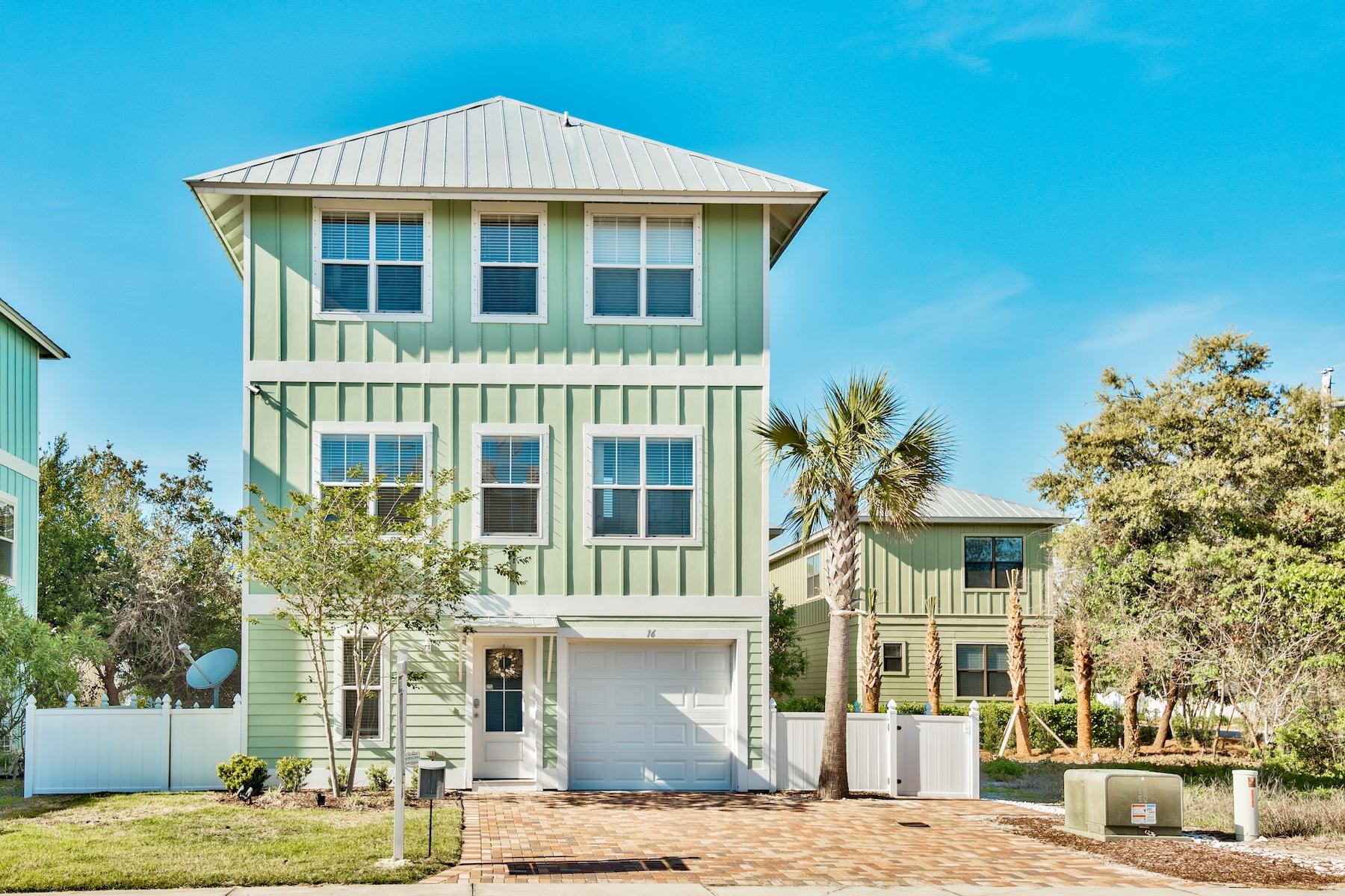 A world apart from city bustle, this 4 bed, 4 bath home is in the quaint neighborhood of Satinwood Place. Blue Mountain Beach is a place to unwind and enjoy life. Leave your car in the garage and take the golf cart on local errands. Look forward to beautiful morning walks along the white sandy beach nearby with just the gulls for company, or perhaps stroll to Gulf Place, book a table for dinner at your favorite restaurant and treat yourself to an indulgent ice cream sitting in the sun. Your Windward Cove home is 2,054 sq.ft. of well-planned space spread over three levels. The fully equipped kitchen is perfect for fixing family meals served at the marble-topped breakfast bar, which easily seats four.