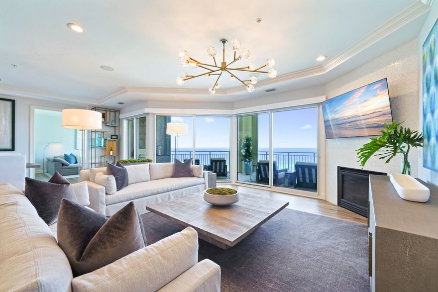 This Villa in Grand Dunes South Tower is perfectly located on the 11th floor, giving it gorgeous, unobstructed views of the emerald green waters of the Gulf of Mexico and the sugar white sands of South Walton. Experience the ultimate beachfront lifestyle in this gorgeous, rental restricted 4 bedroom, 4 bathroom Villa in the heart of Miramar Beach. This stunning Villa offers 2,720 sq. ft. of living space. What makes this unit unique is that all 4 bedrooms have beautiful views of the Gulf and two of the guest bedrooms offer views of the Gulf and the Bay! From the moment you step into the unit from your Private Elevator Foyer, you will immediately notice the detail and time that the Sellers have taken to upgrade and bring this gorgeous Villa to life.

Features of this unit include: Anise LVP flooring throughout the entire villa and travertine stone flooring in the baths, "Calcatta Laza" Quartz countertops in the kitchen and guest baths with custom sinks, a ''premium'' stainless steel appliance package which includes a "Kitchenaid" 5 burner natural gas cooktop, double ovens, stainless steel deep kitchen sink, cabinetry with crystal "RH" hardware with soft-close drawers, upgraded light fixtures throughout including a "RH" 60" Boule De Cristal Clear Glass Round Chandelier, flush mount speakers in the living area, 9.5 ceilings with crown molding, ''super quiet'' interior pre-wired for the latest security and audio/visual for home entertainment, 8' solid wood interior doors leading to the Primary bedroom, a natural gas fireplace with custom Seychelles accent tile and Solar shades in the living area, Primary and Gulf Front Guest with remote controls. The Primary bedroom features tray and coffered ceilings adorned with a "RH" Halo Chandelier, a Gulf-front sitting area, and his-and-hers walk-in closets with real wood shelving.The Primary bath offers a separate dual head shower, jetted tub with travertine surround, separate water closet and custom cabinetry.

Step out onto the expansive 11-foot deep Gulf front balcony, where you can begin your day with coffee and stunning water views or unwind with a glass of wine as the sun sets over the horizon 365 days a year.  The large Gulf front balcony of this Villa has over 350 sq.ft of space, along with a built-in natural gas grill and all protected by "Hurricane Shutters."

Grand Dunes offers: 24 hour security, gated entry, lush landscaping, 2 levels of gated underground parking for Owners, semi-private elevators leading into the private foyer of your Villa, private heated pools and hot tubs, Owner's Lounge with Fitness Room, Over-Flow Suites for owners and their guests, 200' of deeded beach, Lagoon Style Gulf Front pool and beach service.

"Grand Dunes is the Emerald Coast's Most Desired Rental Restricted Beachfront Development"

Call us today to schedule your private viewing of this gorgeous Villa!
