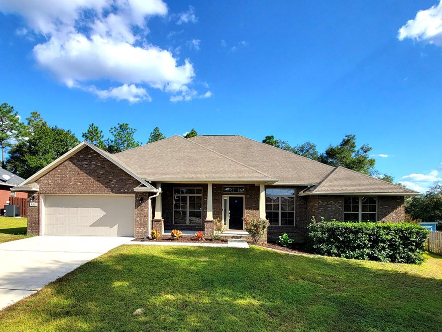 Beautiful home nestled in the back of coveted Fox Valley, conveniently located in South Crestview. The dining room is conveniently located off the kitchen. A bonus room with French doors can be used as an office, study, or home gym. The master suite boasts a large garden tub, tiled shower, double sinks, and dual walk-in closets. A second wing of the house holds two bedrooms with a shared bathroom. The third wing holds a separate guest room with a tranquil view of the woods and a bathroom with a walk-in shower. The Florida room is a wonderful space with plenty of doors to open up to the rest of the house.