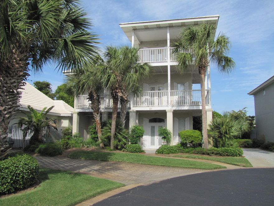 Ruby Cove is one of the gem streets in the delightful community of Emerald Shores. This 4 bedroom 4 bath home has been recently remodeled and updated. There are new tile floors throughout the home except for the new carpet in the bedrooms. The kitchen and bathroom counter tops are granite. 21 Ruby Cove comes with stainless steel appliances and fully furnished for a vacation rental. Owner has 3 lock out closets for personal items. A large paved side yard is great for grilling or just relaxing. Emerald Shores has a private beach pavilion, two swimming pools, and tennis court. Located in Miramar Beach close to golf courses, shopping, and excellent restaurants. This gated community really has everything for a perfect beach home. The seller is a Florida real estate agent.