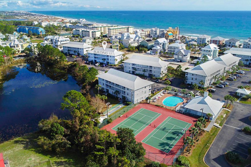 Tucked away south of 30A in desirable Seagrove Beach, this ground floor condo at Beachside Villas is the perfect retreat. With two beds and two baths, a fully equipped kitchen, and a spacious covered patio you can vacation comfortably with family. Glass sliders in the main living area and windows in every room give you plentiful natural light and allows the condo to feel even more open. Beachside Villas is located off 30A in Seagrove Beach and features two pools, tennis courts, a clubhouse, grilling areas, and a dedicated walkway to a beach access. Popular restaurants along 30A, The Hub, and world-famous Seaside are just a bike ride or short drive away. Eastern Lake is just to the West providing the perfect place to drop in a paddleboard, kayak, or go fishing. A perfect little paradise!