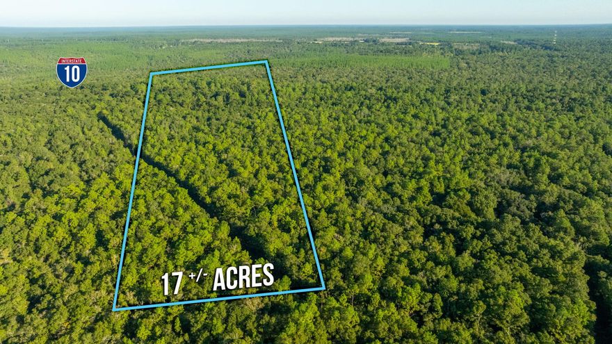 Peaceful, yet accessible!  This wooded 17-acre parcel is situated within a mile of I-10 access. This property is ready for your getaway, your new home, or whatever your future plans may be!