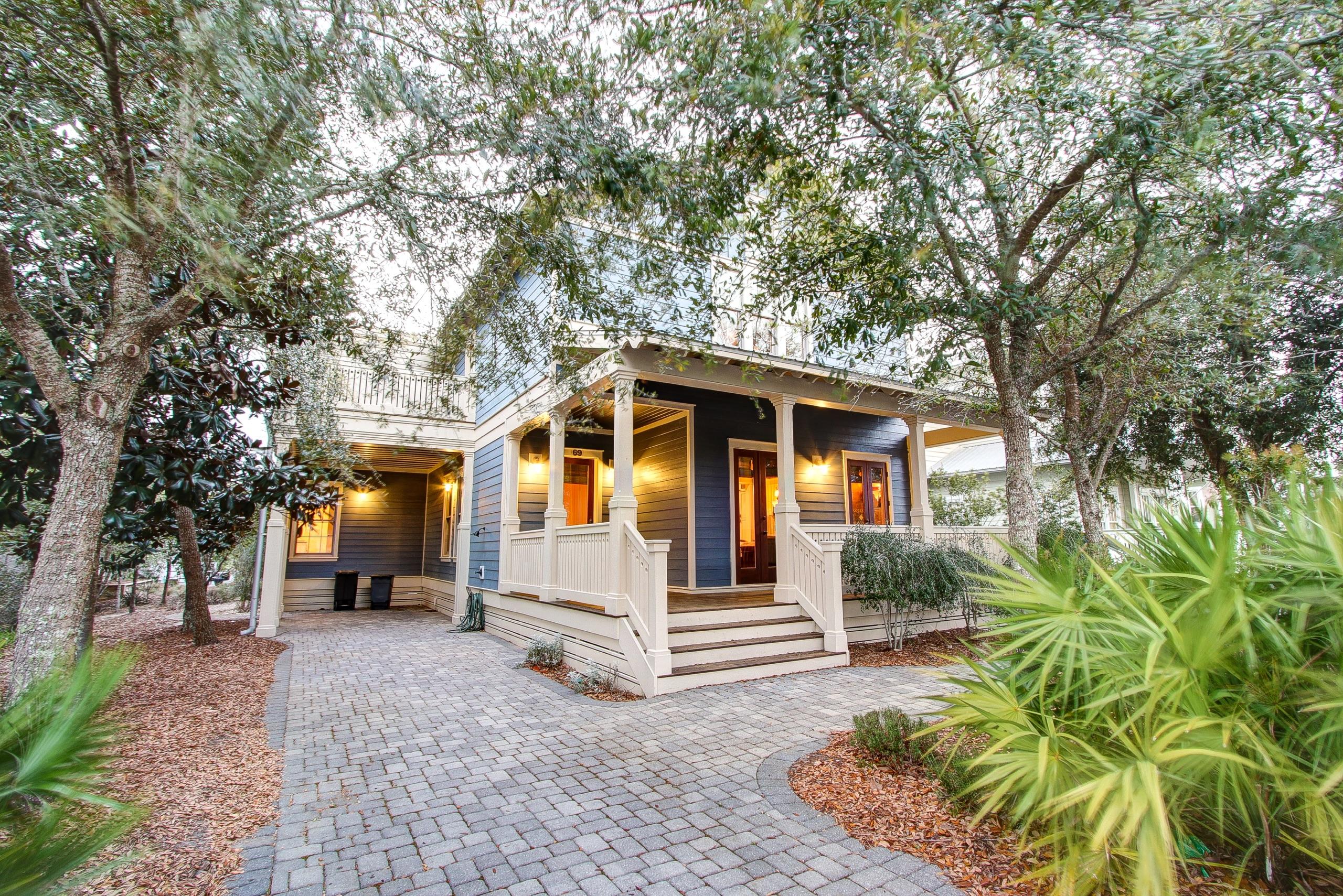 Amazing quality in every aspect of this Parade of Homes winner -- from vaulted ceiling in liv rm to Brazilian cherry floors thrughout, two fireplaces, custom woodwork. Gourmet kitchen with Viking appliances, separate dining area, first floor master with luxurious bath and huge walk-in closet. Upstairs is a large family/media space with fridge and wet bar. Baths are all ensuite and each bedroom opens to its own porch. Bonus room provides additional bunk room. Great exterior features include carport, paved drive and walkways, foam insulation, outdoor shower and mature landscaping. Near the center of Grayton Beach the community is surrounded by state forest, gated with deeded beach access, two pools, fitness and community rooms, lighted tennis courts. Furnishings negotiable. Buyer to verify
