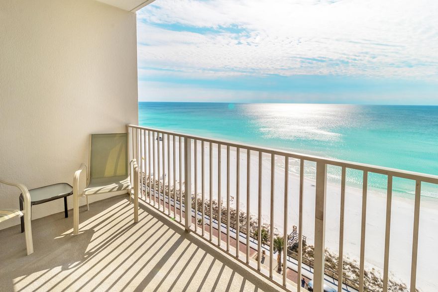 Enjoy waking up in the morning just steps away from the sugar-white sand beaches of the Emerald Coast! This recently RENOVATED condo offers DIRECT GULF VIEWS from the living room and kitchen and is perfectly positioned on the 10th floor of Majestic Sun securely tucked behind the private gates of Seascape Resort . This WELL-MAINTAINED and TURN KEY condo makes the perfect second home or vacation rental/investment property with an ESTABLISHED RENTAL HISTORY and BASE YTD rentals already at $33,356.97! The SPACIOUS private balcony with Gulf breeze's makes the perfect serene setting to watch the sunset!  You'll find features such as stainless steel appliances, new Shaker cabinets, new backsplash and Quartz countertops in the renovated kitchen and ceramic plank tile floors throughout.