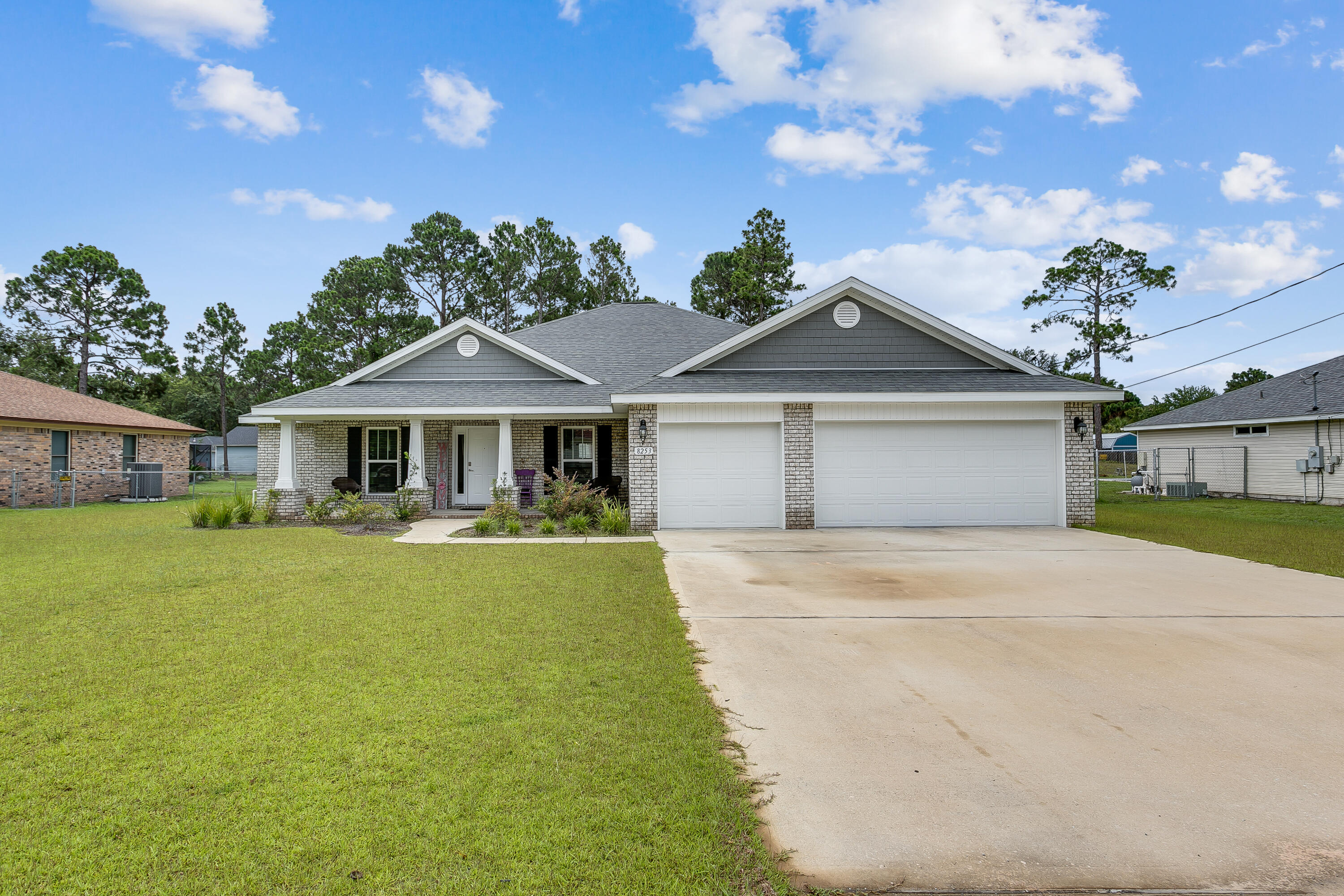 Welcome to 8253 Torres Street. This 2020 home sits in a quiet neighborhood, and conveniently located just minutes away from shopping, dining, schools and military bases. The spacious layout features a large great room with raised ceilings, a beautiful kitchen with granite and stainless steel appliances, as well as a separate dining room to enjoy large gatherings. The master bedroom features a private bathroom with a separate shower, large bathtub and plenty of closet space. The backyard encompasses a screened in patio, with the feel of a private oasis with the huge fenced-in yard. Don't miss this opportunity to own this beautiful Navarre home!