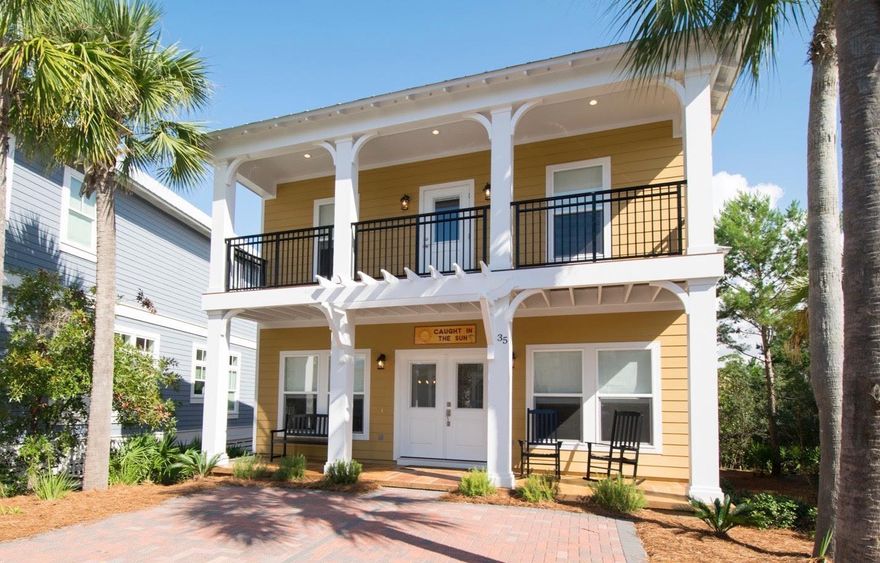 Beautiful Custom Built Home with light and bright interior. Sold fully furnished. The home offers two OWNER'S SUITES... one on the main level with full bath & walk-in closet. The 2nd owner's suite has a large bath, walk-in closet & private porch on the second level. The main level boasts a large open living area, kitchen and dining space. A laundry room with wash sink and storage cabinets. The second level has two additional guest bedrooms with en-suite baths with one bedroom having a private porch. There is also a central lounging and TV area perfect for kids as a second living area. Never rented yet will provide great rental revenue with projections of over $60k. Irrigation system is on a well water. Lot backs to protected nature area. Buyer to verify all dimensions and measurements.