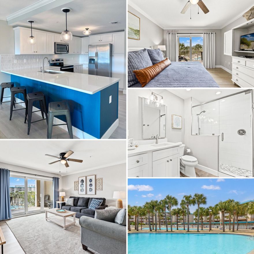Emerald Coast Charm Meets Coastal Luxury! Welcome to Amalfi Coast Resort Unit D226, just steps from the white sands, turquoise waters, and newly enhanced beach access of Walton County's Miramar Beach!

Your dream luxury beach retreat in the heart of the Amalfi Coast Resort is perfectly placed within the complex, with privacy and a covered balcony featuring stunning views of the pools and waves of the Gulf.

Inside, your incredibly spacious unit is fully renovated; complete with updated kitchen featuring cabinets, sleek quartz counters, breakfast bar, stainless appliances, pendants & lighting, along with an updated master bath with quartz vanities, an oversized master tile shower, high end luxury vinyl plank throughout, and recently installed storm rated & tinted slider doors for both balcony sliders! 

With hallway bunks, 2 bedrooms (one with king bed), and a sleeper sofa, this unit comfortably sleeps 8 guests! Master bedroom has extensive walk in closet for storage and large laundry and storage room in unit also provides extra room for any beach necessities! Kitchen features pantry storage, as well as there is additional owner storage unit for larger items in the garage, with deeded parking garage space that conveys with the unit.  

D226 is sold beautifully furnished and completely turn-key, ready to enjoy personally right away or to generate rental income. With over 8 acres featuring beautiful landscapes, two resort pools (one of them heated), large koi pond with fountain, a resort gym, tennis court, basketball, firepit, grills, and private security, Unit D226 in the Amalfi Coast Resort represents an incredible value in luxury condo living.  

Built with solid concrete and steel construction, this property offers peace of mind whether you're looking for a second home, solid performing vacation rental, or a primary retreat, this unit truly lives more like a dreamand awaits you at the Amalfi Coast Resort.

Buyer to verify anything deemed important