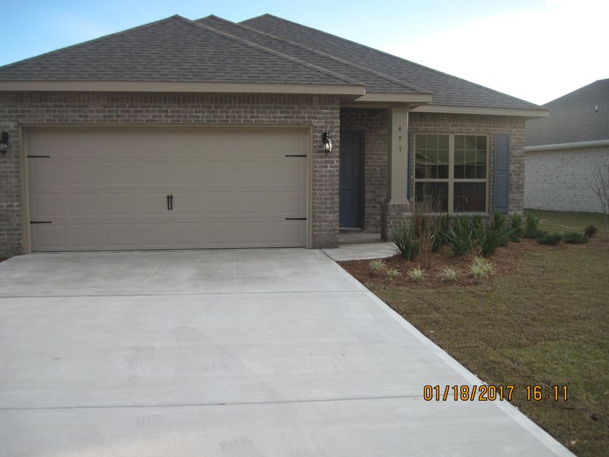 This newer home, the Oakley plan, features 1,736 sqr ft. of open living on one level. This must-see 3 bedroom/2 bath home includes an office, a covered patio and 2-car garage. Other highlights include, Kitchen Island, granite in the kitchen & bathrooms; elegant tray ceilings in the master bedroom and study; and vaulted ceilings in the living room offer homeowners a relaxed & airy feel. Driftwood Estates Community is a desirable neighborhood situated minutes from the Beaches of South Walton and 30A. Community features include a pool, ponds, sidewalks, parks and beautifully landscaped common areas. Driftwood is positioned minutes from Sacred Heart Hospital, Walton county Schools, shopping, dining, and entertainment.