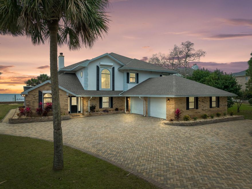 This elegant 6-bedroom 5-bath home boasts 140'of waterfront, capturing unobstructed, panoramic views of pristine Choctawhatchee Bay. Located in the highly sought-after Dana Pointe neighborhood, it's just a quick 7-mile boat ride to the Destin Pass and Crab Island making this home ideal for boating, fishing, kayaking or simply enjoying breathtaking views. Entertain friends from the covered boat dock with new decking, electrical, plumbing and top of the line boat lifts and the incredible, enclosed pool with stunning sunset views overlooking Choctaw Bay towards the Destin Pass. Updates to the home include a new roof, cherry hardwood flooring, high R-value roof insulation, upgraded bathroom fixtures, new lighting throughout the home, irrigated brick planters, manicured landscaping with new