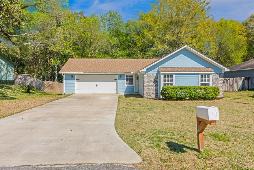 Located in Niceville, this updated home features 4 bedrooms, 2 baths, PLUS AN OFFICE--offering the perfect flex space for work, study, or relaxation. Entire home has been freshly painted and NEW CARPET to be installed.  The living room features vaulted ceilings and dual ceiling fans, opening into the eat-in kitchen, which offers white soft-close cabinets, granite countertops, stainless steel appliances, a pantry, and an island with a breakfast bar. LVP flooring runs through the main living areas, with tile in bathrooms and carpet in the bedrooms. The primary suite features a tiled walk-in shower with a glass enclosure and matching granite finishes. Outside, you'll find a 12x17 deck overlooking a fenced backyard--ideal for outdoor living.Thoughtfully updated in 2016, the home features fiber cement siding and updated windows and doors.  Centrally located in Niceville, this home offers easy access to local military bases, top-rated schools, and nearby shoppingmaking it the perfect blend of comfort and convenience.

