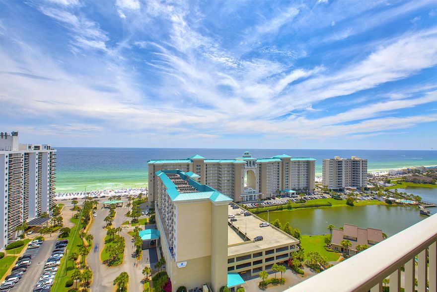 Enjoy breathtaking views of the Gulf of Mexico and Choctawhatchee Bay from one the two tallest towers in this area. This condo features 2 bedrooms / 2 Baths and a BONUS bunkroom! Features include a private balcony, 9 foot ceilings, granite kitchen countertops, and convenient beach access to over 2,000 feet of crystal-clear emerald green waters and dazzling white sugar sand beach.