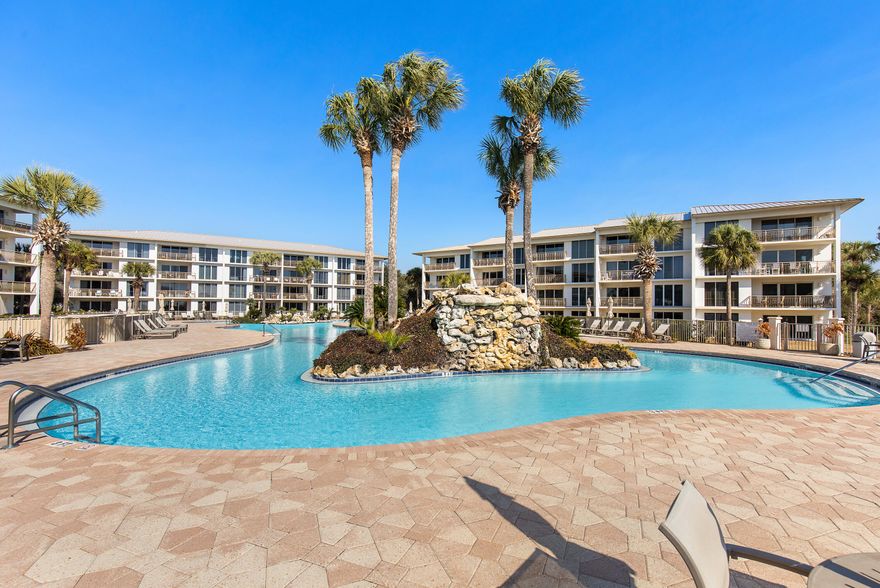 Turnkey 2-bedroom, 2-bathroom condominium located in the gated Gulf-front community of High Pointe Resort in Seacrest Beach along Scenic Highway 30A, Walton County, Florida. This first-floor condo offers direct access to the resort's lagoon-style pool and is just steps from private deeded beach access.The open-concept floor plan features a bright living area with large windows overlooking the pool, seamless indoor-outdoor flow to a covered poolside patio, and a fully equipped kitchen with stainless steel appliances, ample cabinetry, and dedicated dining space. In-unit washer and dryer included.The primary suite offers a king-size bed, ensuite bathroom, double vanity, walk-in closet, and tub/shower combo. The guest bedroom is thoughtfully designed with two queen beds and easy access to a full guest bathroom, making the layout ideal for families or guests.

High Pointe Resort amenities include a Gulf-front lagoon-style pool, hot tub, tennis courts, pickleball, shuffleboard, children's playground, on-site seasonal dining, and 24-hour gated security. Located in the heart of Seacrest Beach, owners and guests enjoy easy access to dining, shopping, bike paths, and all that Scenic 30A has to offer.

This property is offered fully furnished and rental-ready, making it an excellent primary residence, second home, or high-performing short-term rental investment.