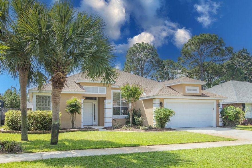 This stunning 3 bedroom, 2 bathroom home in the Indian Lake Subdivision is one of the most sought-after neighborhoods in Destin, Florida. Indian Lake is a peaceful neighborhood just 1/2 mile from Destin, Florida's white-sandy beaches. The neighborhood has easy access to shopping, dining, and entertainment. The one-story home sits on a large lot, providing plenty of outdoor space for entertaining. The spacious backyard features a sparkling pool and a hot tub, perfect for relaxing in the warm Florida sun. The front of the house features a 2 car garage with a separate entryway to the home. Inside, the home boasts an open floor plan with plenty of natural light and crown molding features. The kitchen features stainless steel appliances with a breakfast bar.(more)