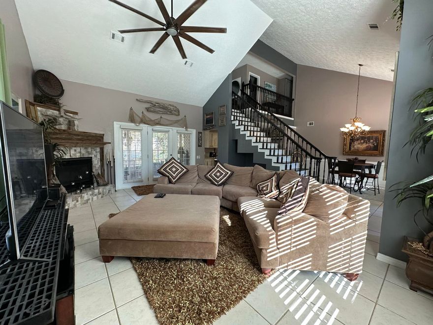 Dream location on very large lot with no HOA  just off of 30A in Dune Allen Beach. This home features a large open floor plan and all hard surface flooring throughout. The living space offers a gas fireplace and vaulted ceiling. The kitchen features Corian countertops, stainless steel appliances, and wood cabinetry. The master bedroom features an oversized walk-in closet and en suite bath with double vanities, jetted tub, & separate shower. On the second floor there is a landing area leading into two additional bedrooms and full bath. Lots of closets for ample storage, a 2 car attached garage, and yard tool shed complete the property.