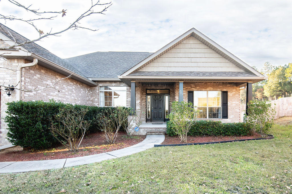 This home is located in a desirable neighborhood in South Crestview, situated on a partial cul-de-sac. With many new updates, including a fresh coat of paint and beautiful exposed ceiling trusses, this home is turnkey and ready for YOU! When you enter the home, you'll find a formal dining room to your left with the living room straight ahead. This is a split floor plan home with the master bedroom located on the right as you enter and the remaining two bedrooms and guest bathroom on the other side of the home. The master bathroom boasts a garden tub, separate shower, double vanity, and dual walk-in closets. The open floor plan living room, eat-in kitchen, and wood deck overlooking the fenced in backyard is perfect for entertaining guests. Additional photos will be available soon.
