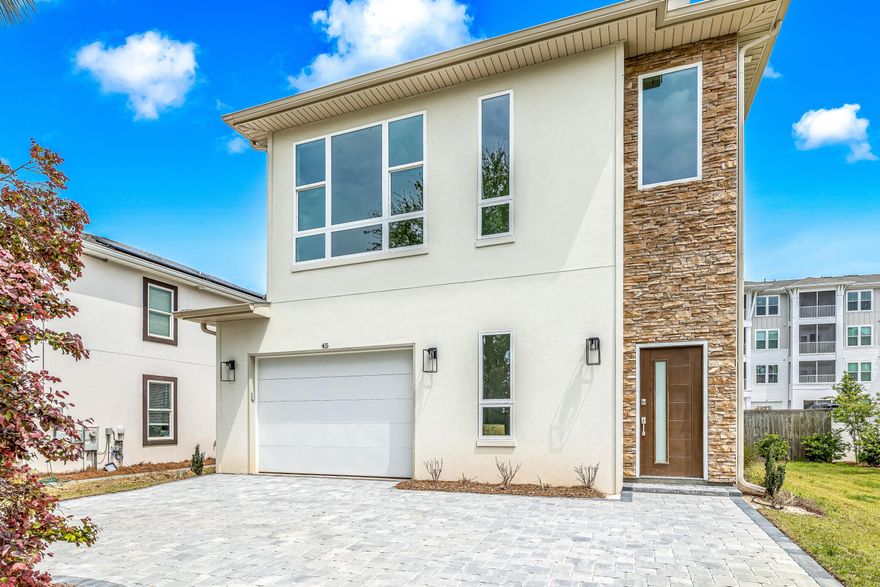 New Construction just completed! This new home is located in the highly sought-after North Santa Rosa Beach area. Short term rentals allowed. With 3 bedrooms and 2.5 bathrooms, this spacious home boasts 1919 sqft of interior living space. Located 10 min from 30A beach access points & 5 min to Publix/Grand Blvd.As soon as you step inside, you'll be greeted by the open concept layout on the 1st floor. The spacious chef's kitchen features stainless steel appliances, all wood cabinetry & quartz countertops. The kitchen opens up to the expansive living area, making it the perfect space for entertaining guests or family.Upstairs, you'll find the living corridors complete with the Master suite, 2 guest rooms with a shared bathroom & laundry room.