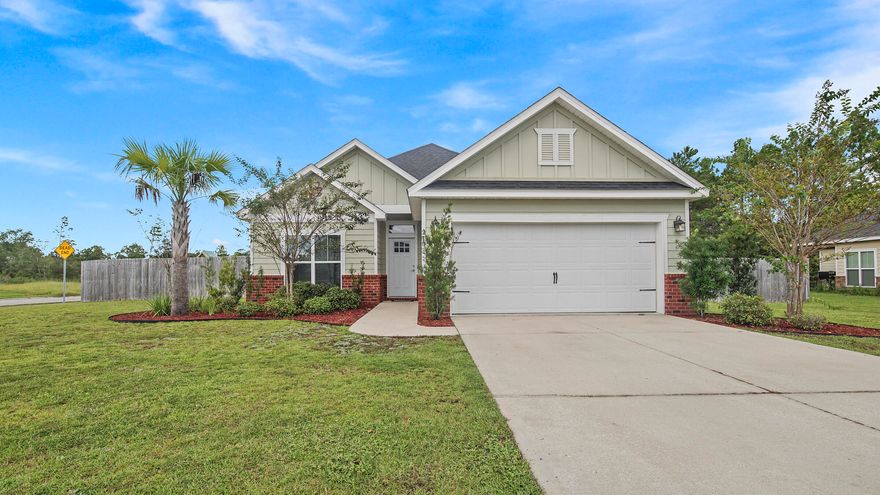 Come check out this beautiful well-kept home on a corner lot in the growing city of Freeport, FL! This 3BD/ 2BA open-concept floorplan offers granite countertops throughout with Legacy wood cabinets, stainless GE appliances, and a separate laundry room. Newly installed vinyl plank flooring in the living and dining areas. The large master suite features a tray ceiling and master bath has a large (9X7) walk-in closet. The backyard is completely fenced-in and large enough to feel like a private oasis. The home is conveniently located and easy to reach South Walton/Destin (via 331) or PCB (via Hwys. 20 & 79). County Boat Launches are nearby so never miss a sunset on the Choctawhatchee Bay again. Brand new community pool. Buyer to verify all information. Don't let this one get away! Call today.