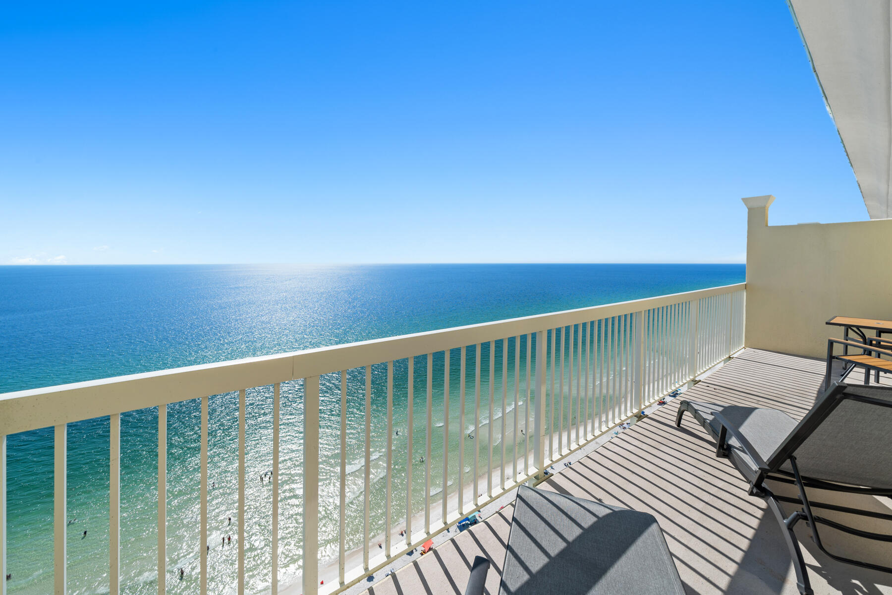 Enjoy pure beach views in this RARE Celadon One Bedroom with Bunk on Panama City Beach! This Penthouse level condo boasts a DOUBLE balcony with breathtaking Gulf-front views. The oversized balcony is accessible from the living room and the primary suite offering ample room for you and your guests where everyone can enjoy a waterfront view! This condo features tile throughout, an open concept living and dining area as well as 9' CEILINGS! Celadon offers two community pools, hot tubs, heated pool during winter, tennis courts, fitness center, game room and a beach you'll enjoy year-round. On the 23rd floor penthouse level unit, take advantage of no units above you and sunshine with privacy on your double balcony. Unit 2305 features a hallway bunk bed with a full bath for guests, in-unit laundry as well as high ceilings. The primary suite offers the best views Panama City Beach has to offer and private access to the balcony along with double vanities and a walk-in closet. This primary suite is a rare find at Celadon as most primary suites are not beachfront. Having a WATERFRONT primary suite is very desirable to rental guests and makes this a lucrative investment opportunity! Celadon recently renovated the climate-controlled enclosed walkover from the spacious parking garage. This is a great amenity for a condo on the beach! The exterior was painted in the last 5 years and new elevators in the building were installed in 2022. Positioned perfectly and just minutes away from 30A and Pier Park, you and your guests will enjoy shopping, world-class dining and entertainment! Celadon is located on the west end of Panama City Beach and a luxury resort with proven rentals. Make this penthouse level unit at Celadon yours today!