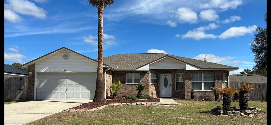 3 Bedroom 2 Bath Home with an additional room that could be used as a 4th Bedroom, Office or Playroom.  Privacy Fenced Back Yard, Goldfish Pond with Small Pump & Filter, Centrally located in Crestview close to Middle & Elementary School & Shopping.