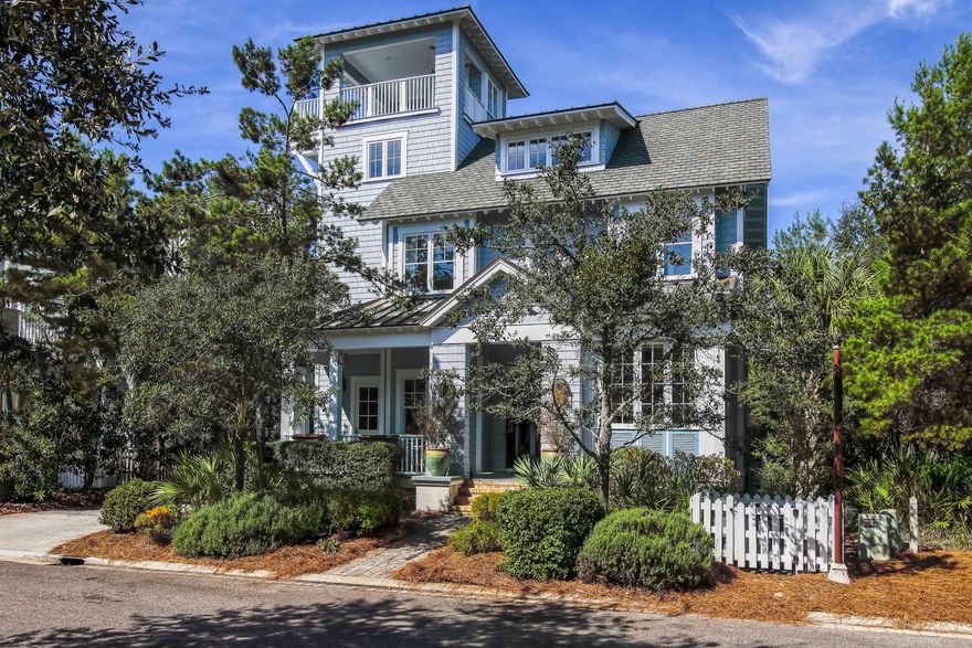 Enjoy all that WaterSound Beach has to offer. This former Parade of Homes Grand Prize winning home backs to Deer Lake State Park. No expense was spared as this home was built for the current owner/developer. Extensive use of green building materials and reclaimed woods, antique brick work and lighting. Main floor living with gourmet kitchen complete with 2 dishwashers, steamer, built in Miele Coffee Maker and more. Indoor and out door gas fireplaces, Heated and cooled Black bottom pool. 2 car garage with full 1 bedroom apartment carriage house above. Antique heart pine floors, extensive woodwork and detail throughout home. Lush landscaping, freshly painted, unique wrap around front porch. Great curb appeal, home fronts the street. No garage entrance like many WaterSound Homes