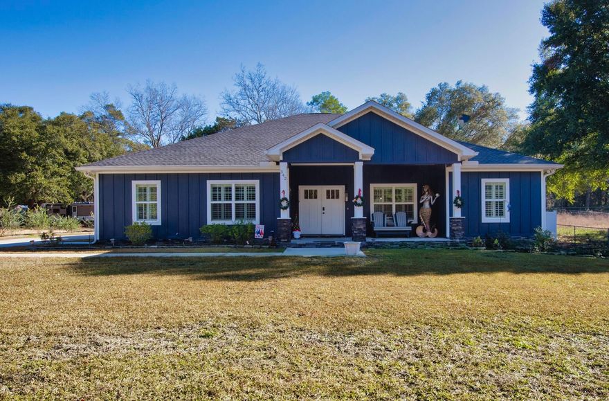 Beautiful home, a must see with no HOA! Walk into a relaxing and  well appointed living area, kitchen and dining area with a split floor plan which features master suite on the left, powder room, laundry room and bonus room upstairs with 1/2 bath. The master bath has a large walk-in tiled surround shower, dbl vanity with lighted mirror and a generous walk-in closet. Two guest bdrms & full ba is on the right.  Glass barn doors separate the FL room from the kitchen/dining area.  Conversations are easily made w friends & family while sitting at the bar counter, bistro table or just relaxing on the couch and watching tv w an electric fireplace for a distinctive atmosphere.   French doors open to an amazing 14 x 28 pool w heated spa with brick paved decking.   LVT flooring throughout the home for durability and easy upkeep. Custom cabinets & leather granite in the kitchen with wine cooler and stainless steel appliances.  The back yard is fenced-in and has a 12 x 24 outbuilding for outdoor tools and equipment. Sit in your 2nd floor bonus room which overlooks your backyard and absorb the beauty of the trees and wild life on Eglin Reservation.  There is a public boat launch in Choctaw Beach on Hwy 20 less than a mile away.  Travel west to Destin over Midway bridge and be there approx. 20 minutes or go East to Freeport.  
Buyer(s) are responsible to personally verify all details for property and dimensions. Any information contained in this listing is believed to be accurate but is not guaranteed.