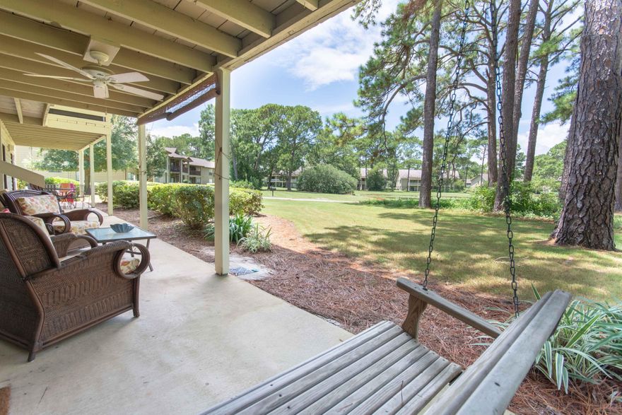 This lovely ground floor condo boasts a generous 1,110 square feet of living space. This includes 2 bedrooms and 2 full bathrooms, washer and dryer, and galley kitchen. The peaceful back patio can be accessed from the living room or the dining area doors and features comforting views of the golf course and lake. This condo has not been on a rental program. Tile flooring is featured throughout and the unit is being offered fully furnished. The seller will provide a home warranty for added peace of mind. Seascape is a popular destination for those looking for a second residence and vacationers alike. This unit is a short walk, bike ride or golf cart ride to the sugar sand beaches and popular Whale's Tail beachfront restaurant.