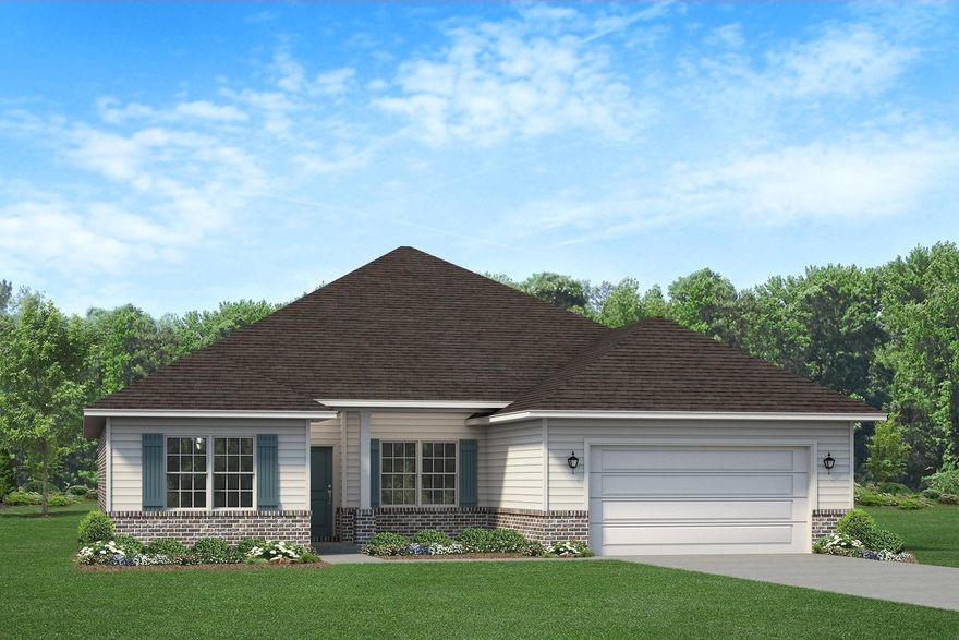 Beautiful new construction in a charming North Crestview community! This spacious 4-bedroom, 3-bath home offers 2,005 square feet with a desirable split floorplan designed for comfort and privacy. The open layout features luxury vinyl plank flooring throughout the main living areas with carpet in the bedrooms only. The kitchen and bathrooms showcase granite or quartz countertops, modern black hardware, and quality finishes throughout. The primary suite includes a stunning tiled shower! Exterior features include Hardie with a brick skirt front and 3 sides brick for durable and curb appeal. Situated on a half-acre lot, the property includes sod, irrigation and landscaping. Additional highlights include a 2-car automatic garage with pull downstairs for extra storage.