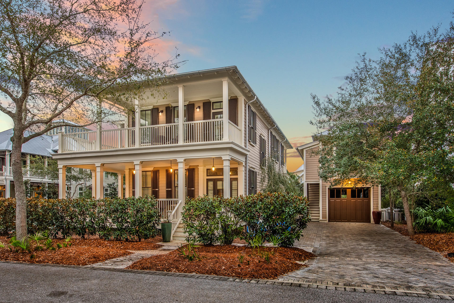 Only a few minutes from the Gulf of Mexico and word class amenities in WaterColor including the newly remodeled private beach club and Town Center in Phase 1 of WaterColor. This Florida Cottage is located on an incredible homesite maximized to take advantage of the outdoor living space and entertaining. Incredible carriage house above the garage for multi-family use. Located on a corner lot just off of 30A, this 5 bedroom, 5 1/2 bathroom home features approximately 1200 sqft of outdoor double porches, all pine-wood hard floors, plantation shutters, w/ open floorpan throughout. Master bedroom is located on the 2nd floor with access to the porch and views of Western Lake, 30A, and all the activity of Town Center and the Beach Club.